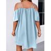 imageSOLY HUX Womens Plus Size Dresses Off Shoulder Short Sleeve Short Dresses Causal Loose Tunic Summer DressSolid Light Blue