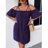 imageSOLY HUX Womens Plus Size Dresses Off Shoulder Short Sleeve Short Dresses Causal Loose Tunic Summer DressSolid Purple