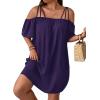 imageSOLY HUX Womens Plus Size Dresses Off Shoulder Short Sleeve Short Dresses Causal Loose Tunic Summer DressSolid Purple