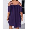 imageSOLY HUX Womens Plus Size Dresses Off Shoulder Short Sleeve Short Dresses Causal Loose Tunic Summer DressSolid Purple