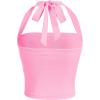 imageSOLY HUX Womens Ruched Halter Y2K Crop Tops Tie Back Sleeveless Slim Fit Cami TopsRose Pink