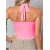 imageSOLY HUX Womens Ruched Halter Y2K Crop Tops Tie Back Sleeveless Slim Fit Cami TopsRose Pink