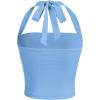 imageSOLY HUX Womens Ruched Halter Y2K Crop Tops Tie Back Sleeveless Slim Fit Cami TopsSolid Blue