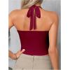 imageSOLY HUX Womens Ruched Halter Y2K Crop Tops Tie Back Sleeveless Slim Fit Cami TopsSolid Burgundy