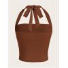 imageSOLY HUX Womens Ruched Halter Y2K Crop Tops Tie Back Sleeveless Slim Fit Cami TopsSolid Rust Brown