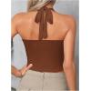 imageSOLY HUX Womens Ruched Halter Y2K Crop Tops Tie Back Sleeveless Slim Fit Cami TopsSolid Rust Brown