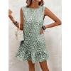 imageSOLY HUX Womens Ruffle Hem Sleeveless Tank Dress Round Neck Casual Smock Summer Mini DressesLight Green