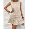 imageSOLY HUX Womens Ruffle Hem Sleeveless Tank Dress Round Neck Casual Smock Summer Mini DressesPlain Beige