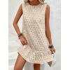 imageSOLY HUX Womens Ruffle Hem Sleeveless Tank Dress Round Neck Casual Smock Summer Mini DressesPlain Beige
