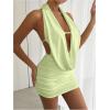 imageSOLY HUX Womens Sexy Deep V Neck Halter Bodycon Mini Dress Sleeveless Party Club DressesPlain Green