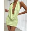 imageSOLY HUX Womens Sexy Deep V Neck Halter Bodycon Mini Dress Sleeveless Party Club DressesPlain Green