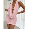 imageSOLY HUX Womens Sexy Deep V Neck Halter Bodycon Mini Dress Sleeveless Party Club DressesPlain Light Pink