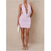 imageSOLY HUX Womens Sexy Deep V Neck Halter Bodycon Mini Dress Sleeveless Party Club DressesPlain Purple
