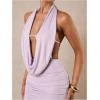 imageSOLY HUX Womens Sexy Deep V Neck Halter Bodycon Mini Dress Sleeveless Party Club DressesPlain Purple