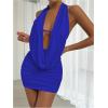 imageSOLY HUX Womens Sexy Deep V Neck Halter Bodycon Mini Dress Sleeveless Party Club DressesPlain Royal Blue