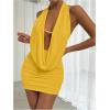 imageSOLY HUX Womens Sexy Deep V Neck Halter Bodycon Mini Dress Sleeveless Party Club DressesPlain Yellow