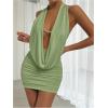 imageSOLY HUX Womens Sexy Deep V Neck Halter Bodycon Mini Dress Sleeveless Party Club DressesPure Green