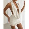 imageSOLY HUX Womens Sexy Deep V Neck Halter Bodycon Mini Dress Sleeveless Party Club DressesSolid Beige