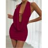 imageSOLY HUX Womens Sexy Deep V Neck Halter Bodycon Mini Dress Sleeveless Party Club DressesSolid Burgundy