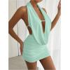 imageSOLY HUX Womens Sexy Deep V Neck Halter Bodycon Mini Dress Sleeveless Party Club DressesSolid Green