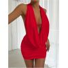 imageSOLY HUX Womens Sexy Deep V Neck Halter Bodycon Mini Dress Sleeveless Party Club DressesSolid Red