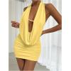 imageSOLY HUX Womens Sexy Deep V Neck Halter Bodycon Mini Dress Sleeveless Party Club DressesSolid Yellow