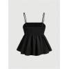imageSOLY HUX Womens Spaghetti Strap Ruffle Hem Peplum Cami Top Jacquard CamisoleBlack Floral