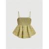 imageSOLY HUX Womens Spaghetti Strap Ruffle Hem Peplum Cami Top Jacquard CamisolePlain Army Green