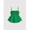 imageSOLY HUX Womens Spaghetti Strap Ruffle Hem Peplum Cami Top Jacquard CamisolePlain Olive Green