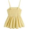 imageSOLY HUX Womens Spaghetti Strap Ruffle Hem Peplum Cami Top Jacquard CamisolePlain Yellow