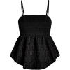 imageSOLY HUX Womens Spaghetti Strap Ruffle Hem Peplum Cami Top Jacquard CamisoleSolid Black