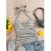 imageSOLY HUX Womens V Neck Halter Tops Open Back Y2k Ruched Floral Metal Summer Going Out Cami TopsBlack and White