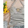 imageSOLY HUX Womens V Neck Halter Tops Open Back Y2k Ruched Floral Metal Summer Going Out Cami TopsBlack and White