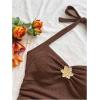 imageSOLY HUX Womens V Neck Halter Tops Open Back Y2k Ruched Floral Metal Summer Going Out Cami TopsPlain Brown
