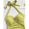 imageSOLY HUX Womens V Neck Halter Tops Open Back Y2k Ruched Floral Metal Summer Going Out Cami TopsPlain Green