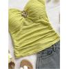 imageSOLY HUX Womens V Neck Halter Tops Open Back Y2k Ruched Floral Metal Summer Going Out Cami TopsPlain Green