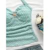 imageSOLY HUX Womens V Neck Halter Tops Open Back Y2k Ruched Floral Metal Summer Going Out Cami TopsPlain Light Blue
