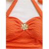 imageSOLY HUX Womens V Neck Halter Tops Open Back Y2k Ruched Floral Metal Summer Going Out Cami TopsPlain Orange