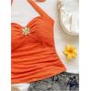 imageSOLY HUX Womens V Neck Halter Tops Open Back Y2k Ruched Floral Metal Summer Going Out Cami TopsPlain Orange