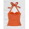 imageSOLY HUX Womens V Neck Halter Tops Open Back Y2k Ruched Floral Metal Summer Going Out Cami TopsPlain Orange