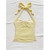imageSOLY HUX Womens V Neck Halter Tops Open Back Y2k Ruched Floral Metal Summer Going Out Cami TopsPlain Yellow