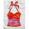 imageSOLY HUX Womens V Neck Halter Tops Open Back Y2k Ruched Floral Metal Summer Going Out Cami TopsRed Multi
