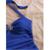 imageSOLY HUX Womens V Neck Halter Tops Open Back Y2k Ruched Floral Metal Summer Going Out Cami TopsRoyal Blue