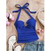 imageSOLY HUX Womens V Neck Halter Tops Open Back Y2k Ruched Floral Metal Summer Going Out Cami TopsRoyal Blue