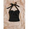 imageSOLY HUX Womens V Neck Halter Tops Open Back Y2k Ruched Floral Metal Summer Going Out Cami TopsSolid Black