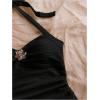 imageSOLY HUX Womens V Neck Halter Tops Open Back Y2k Ruched Floral Metal Summer Going Out Cami TopsSolid Black