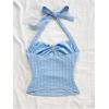 imageSOLY HUX Womens V Neck Halter Tops Open Back Y2k Ruched Floral Metal Summer Going Out Cami TopsSolid Blue