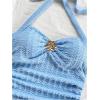 imageSOLY HUX Womens V Neck Halter Tops Open Back Y2k Ruched Floral Metal Summer Going Out Cami TopsSolid Blue