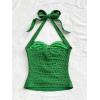 imageSOLY HUX Womens V Neck Halter Tops Open Back Y2k Ruched Floral Metal Summer Going Out Cami TopsSolid Green