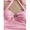 imageSOLY HUX Womens V Neck Halter Tops Open Back Y2k Ruched Floral Metal Summer Going Out Cami TopsSolid Pink